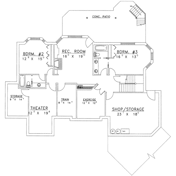 Home Plan - Traditional Floor Plan - Lower Floor Plan #117-427