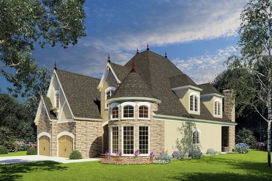 Exterior - Front Elevation 3 for European House Plan #17-3284 - 4 bed, 2.5 bath