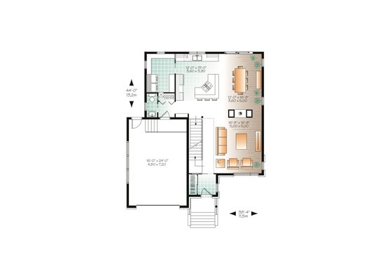 Floor Plan - Main Floor for Modern House Plan #23-2292 - 4 bed, 2.5 bath