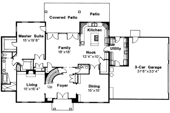 Floor Plan - Main Floor for Colonial House Plan #124-287 - 6 bed, 3.5 bath