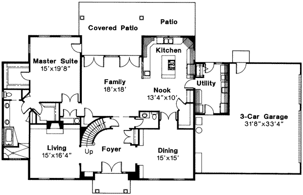 Home Plan - Colonial Floor Plan - Main Floor Plan #124-287