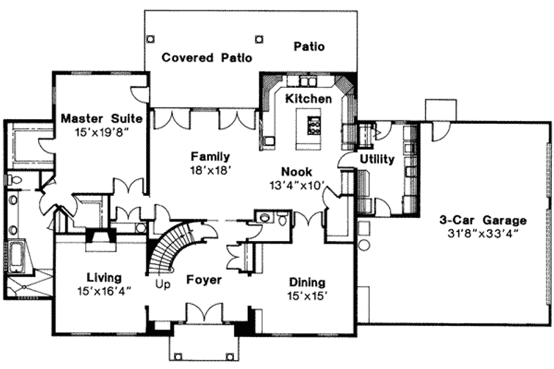 Home Plan - Floor Plan - Main Floor for Colonial House Plan #124-287 - 6 bed, 3.5 bath