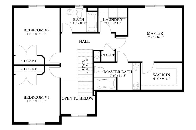 Home Plan - Floor Plan - Upper Floor for Traditional House Plan #1060-68 - 3 bed, 2.5 bath