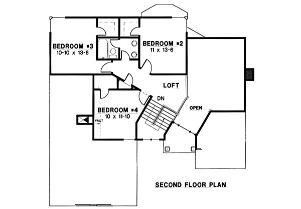 Traditional Floor Plan - Upper Floor Plan #67-105