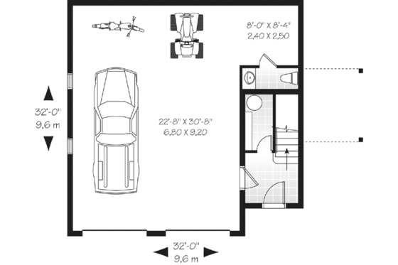 Floor Plan - Main Floor for Traditional House Plan #23-444 - 2 bed, 1.5 bath