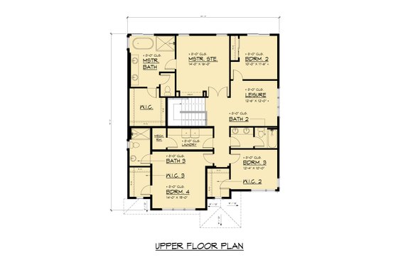 Floor Plan - Upper Floor for Modern House Plan #1066-321 - 4 bed, 3.5 bath