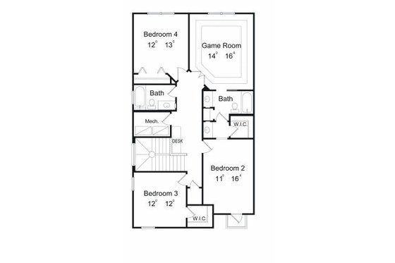 Floor Plan - Upper Floor for European House Plan #417-401 - 4 bed, 3.5 bath