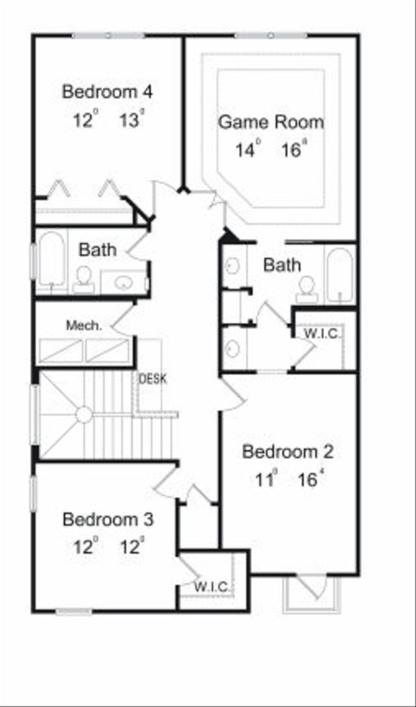 European Floor Plan - Upper Floor Plan #417-401