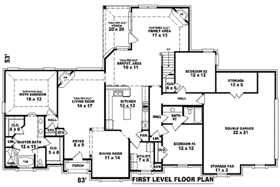 Floor Plan - Main Floor for European House Plan #81-1177 - 4 bed, 3 bath