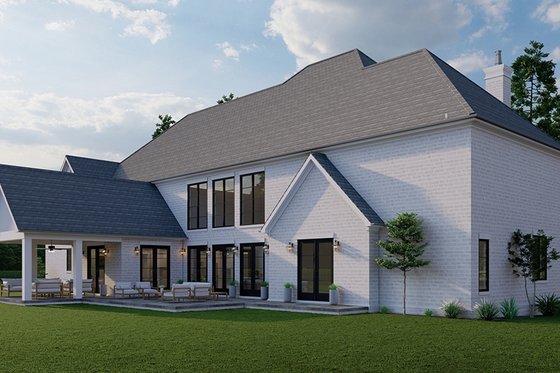 Exterior - Rear Elevation 1 for European House Plan #923-312 - 4 bed, 4.5 bath