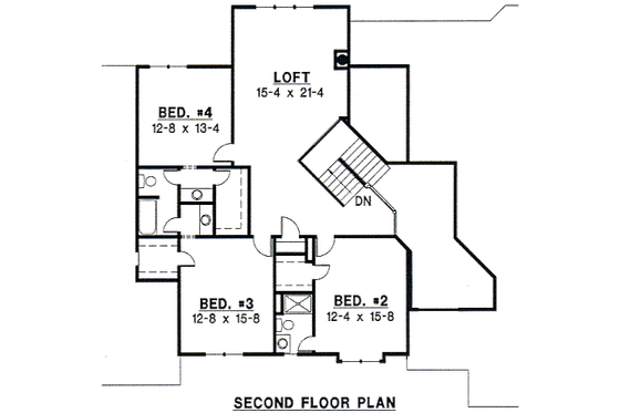 Floor Plan - Upper Floor for European House Plan #67-238 - 4 bed, 4 bath
