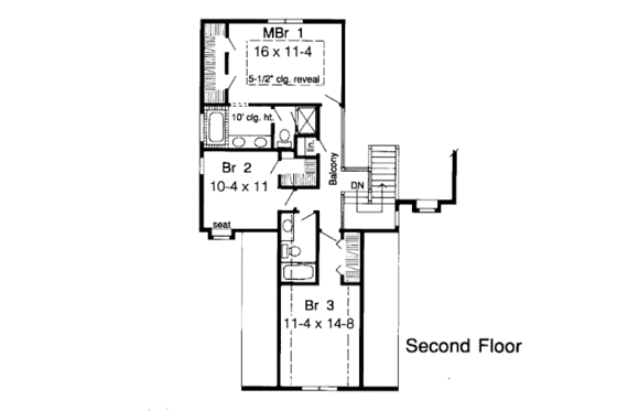 Floor Plan - Upper Floor for Traditional House Plan #312-792 - 3 bed, 2.5 bath