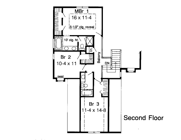 Traditional Floor Plan - Upper Floor Plan #312-792