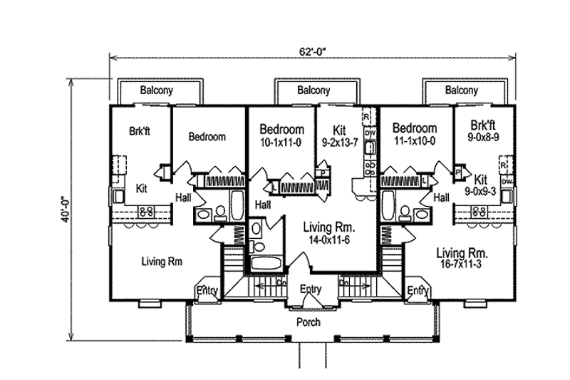 Dream House Plan - Floor Plan - Main Floor for Colonial House Plan #57-569 - 1 bed, 1 bath