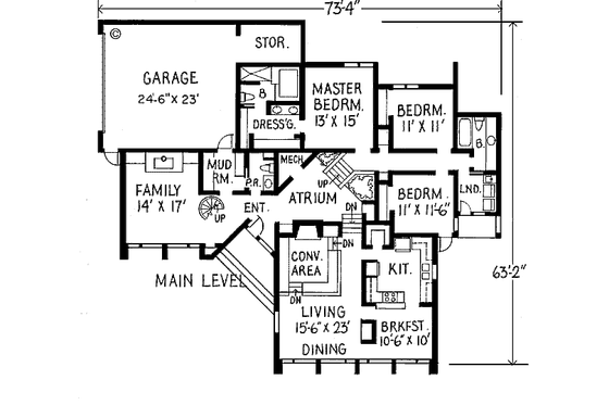 Floor Plan - Main Floor for Modern House Plan #312-843 - 3 bed, 2.5 bath