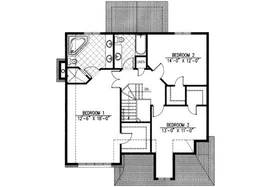 Floor Plan - Upper Floor for European House Plan #138-151 - 3 bed, 2.5 bath