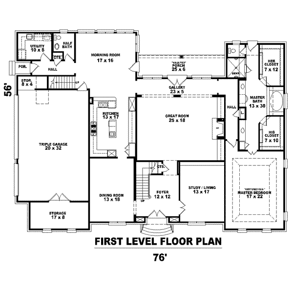 Colonial Floor Plan - Main Floor Plan #81-1627