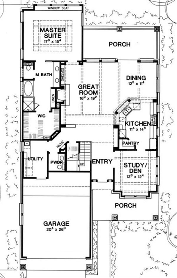 Architectural House Design - Mediterranean Floor Plan - Main Floor Plan #472-14
