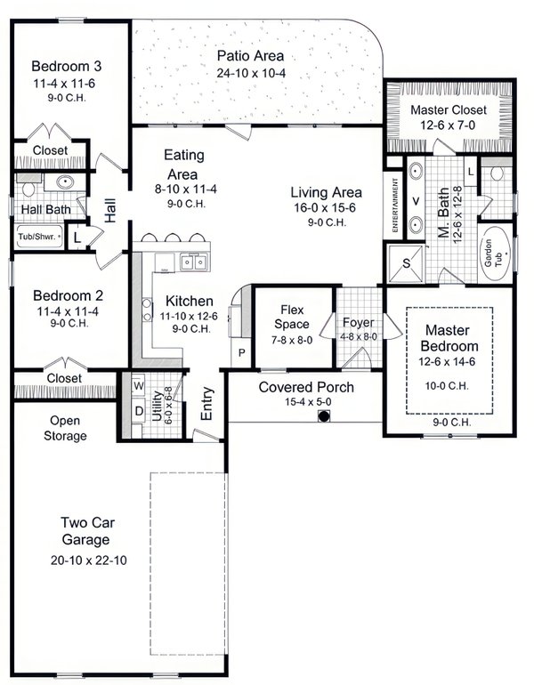 Dream House Plan - Floor Plan - Main Floor for Farmhouse House Plan #21-660 - 3 bed, 2 bath
