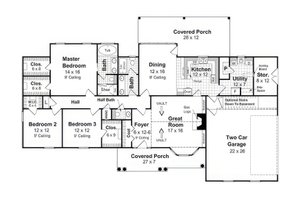 Floor Plan - Main Floor for European House Plan #21-533 - 3 bed, 2.5 bath