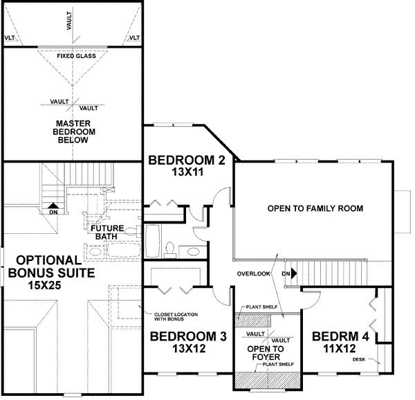 House Design - European Floor Plan - Upper Floor Plan #56-190