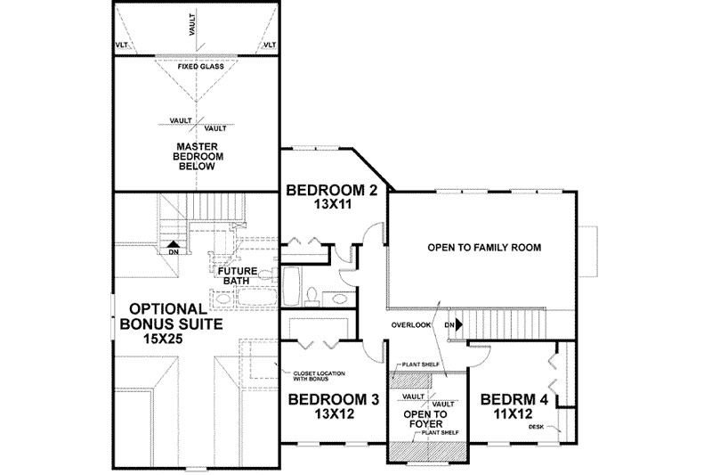 House Plan Design - Floor Plan - Upper Floor for European House Plan #56-190 - 4 bed, 3.5 bath