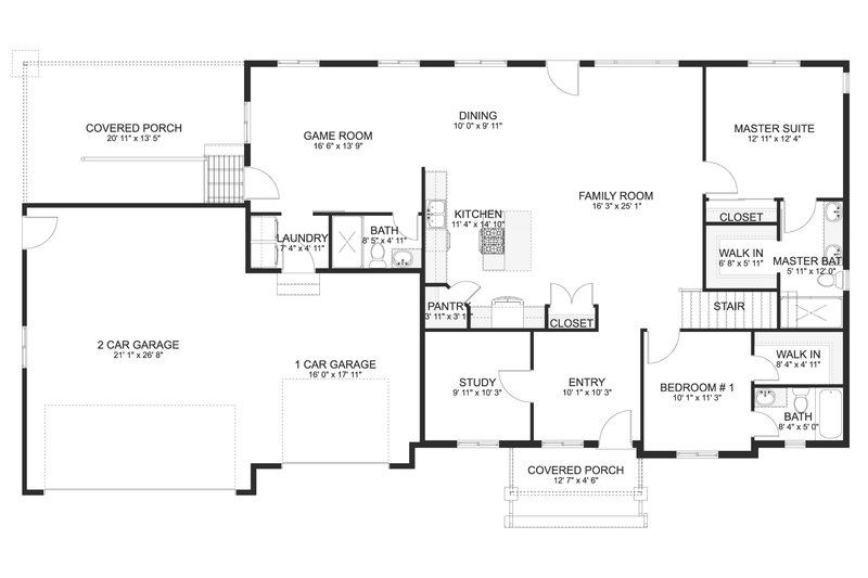 House Blueprint - Floor Plan - Main Floor for Craftsman House Plan #1060-475 - 2 bed, 3 bath