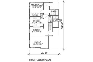 Floor Plan - Main Floor for Modern House Plan #518-1 - 3 bed, 2 bath
