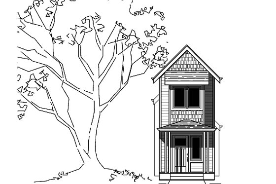 Exterior - Front Elevation for Bungalow House Plan #423-46 - 3 bed, 1.5 bath