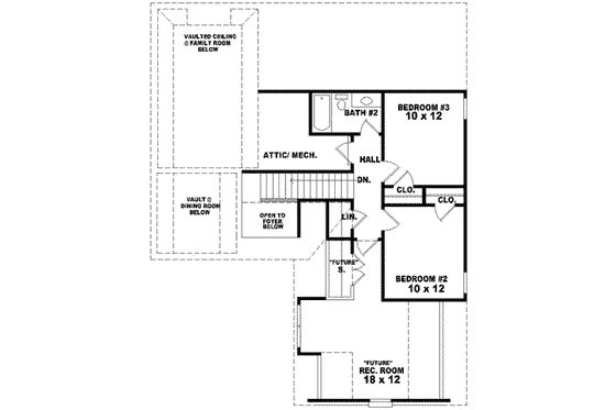 Floor Plan - Upper Floor for European House Plan #81-691 - 3 bed, 2.5 bath
