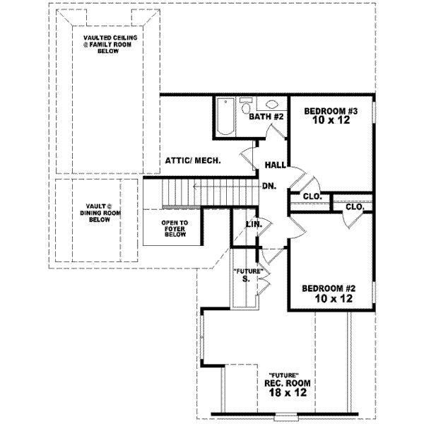 Floor Plan - Upper Floor for European House Plan #81-691 - 3 bed, 2.5 bath