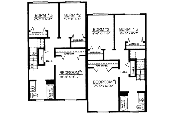 Floor Plan - Upper Floor for Traditional House Plan #303-420 - 3 bed, 1.5 bath