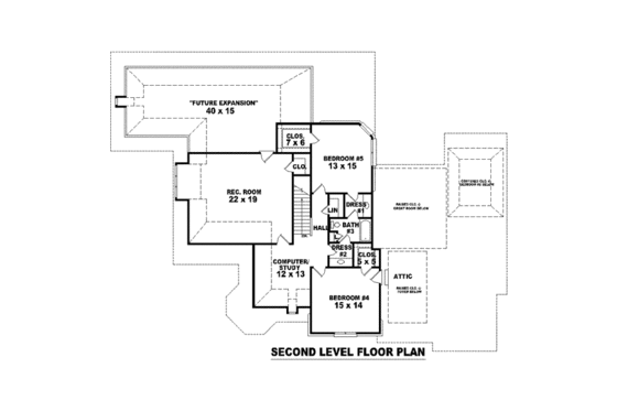 Floor Plan - Upper Floor for European House Plan #81-1635 - 5 bed, 3.5 bath
