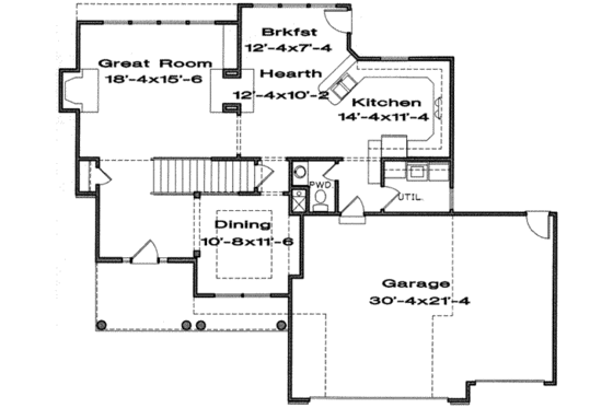 Floor Plan - Main Floor for Traditional House Plan #6-147 - 4 bed, 3.5 bath