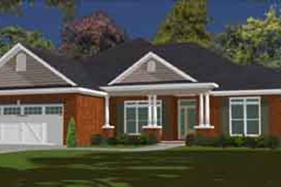Exterior - Front Elevation for Southern House Plan #63-117 - 4 bed, 3 bath