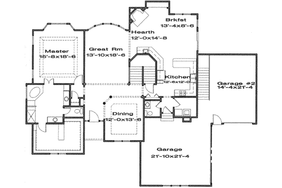 Floor Plan - Main Floor for European House Plan #6-198 - 4 bed, 3.5 bath
