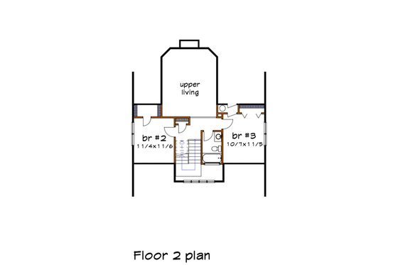 Floor Plan - Upper Floor for Craftsman House Plan #79-222 - 3 bed, 2.5 bath