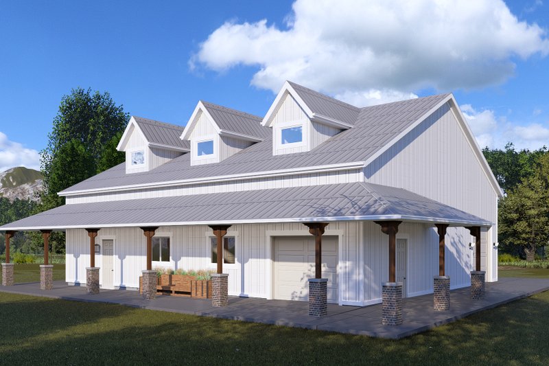 Home Plan - Exterior - Front Elevation 3 for Barndominium House Plan #1060-232, 1 bath