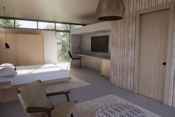 Interior - Master Bedroom for Modern House Plan #20-2540 - 1 bed, 1.5 bath