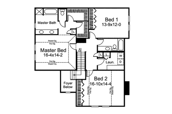 Floor Plan - Upper Floor for Victorian House Plan #57-545 - 3 bed, 2.5 bath