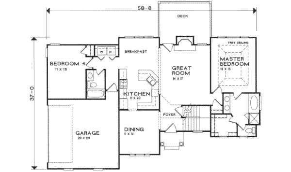 Architectural House Design - Traditional Floor Plan - Main Floor Plan #129-106