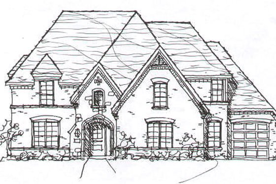 Exterior - Front Elevation for European House Plan #141-207 - 5 bed, 4.5 bath