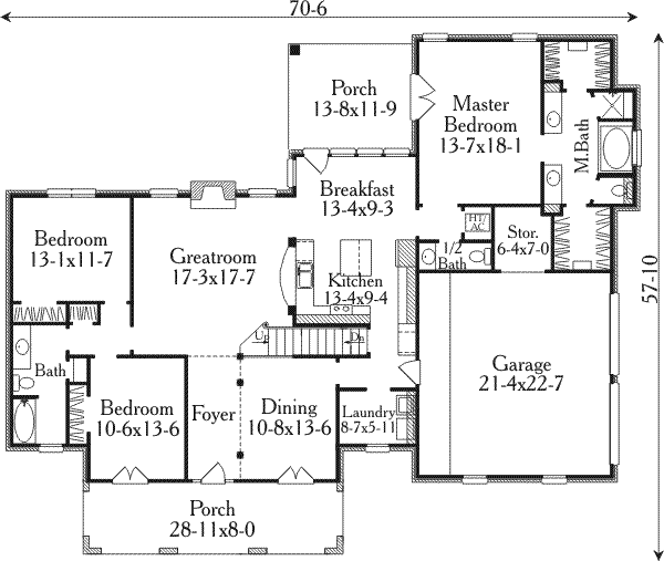 Dream House Plan - European Floor Plan - Main Floor Plan #406-240