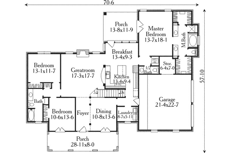 Dream House Plan - Floor Plan - Main Floor for European House Plan #406-240 - 3 bed, 2.5 bath