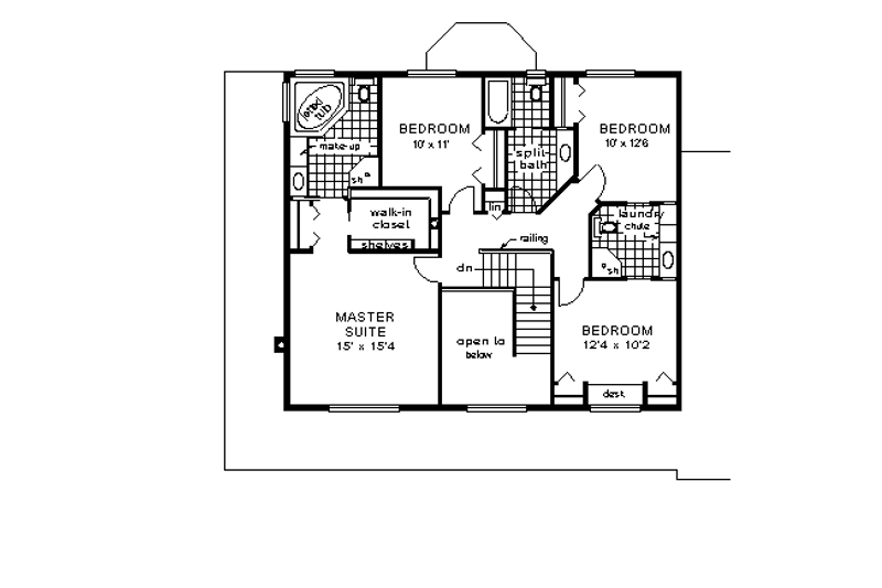 Dream House Plan - Floor Plan - Upper Floor for Country House Plan #18-260 - 4 bed, 3.5 bath