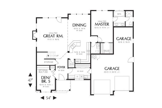 Floor Plan - Main Floor for European House Plan #48-535 - 4 bed, 2.5 bath