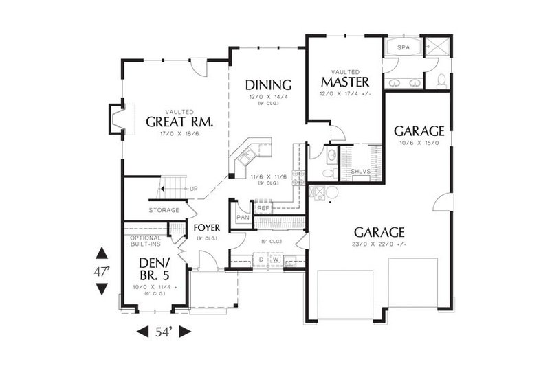 Home Plan - Floor Plan - Main Floor for European House Plan #48-535 - 4 bed, 2.5 bath