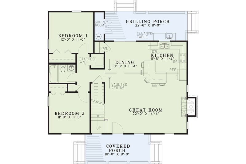 Dream House Plan - Floor Plan - Main Floor for Country House Plan #17-2885 - 3 bed, 2 bath