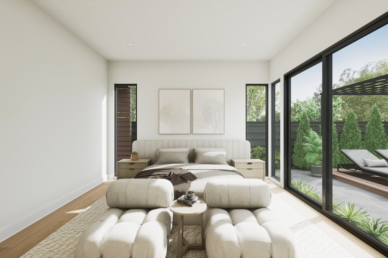 House Blueprint - Interior - Master Bedroom 1 for Modern House Plan #1087-1 - 4 bed, 3.5 bath
