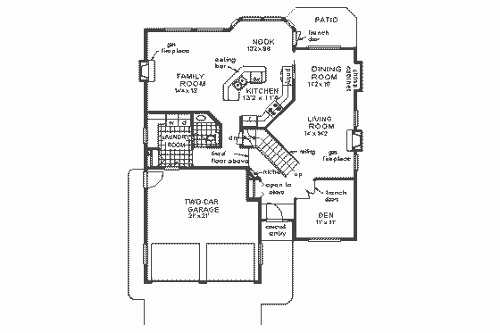 Floor Plan - Main Floor for European House Plan #18-244 - 3 bed, 2.5 bath
